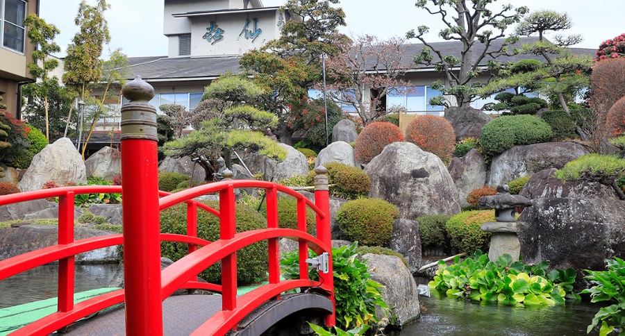 山梨県 石和温泉 旅館喜仙 日本庭園